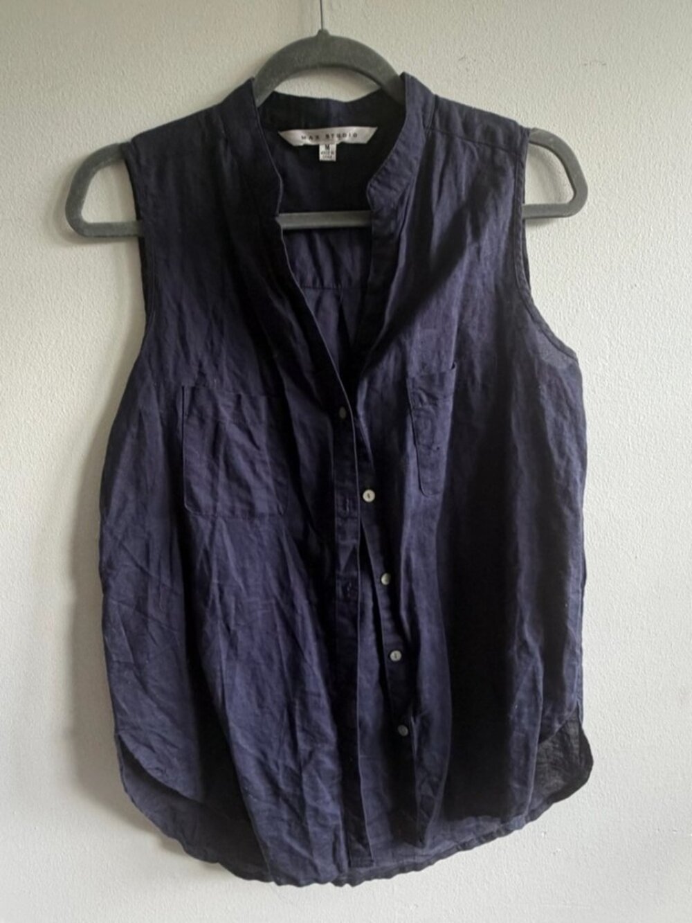 Button-Down Top - Navy Blue